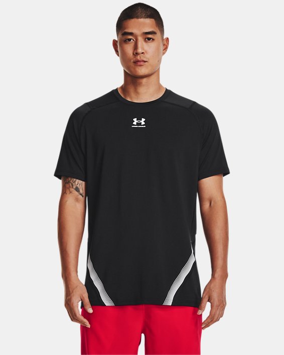 Men's HeatGear® Fitted Short Sleeve, Black, pdpMainDesktop image number 0
